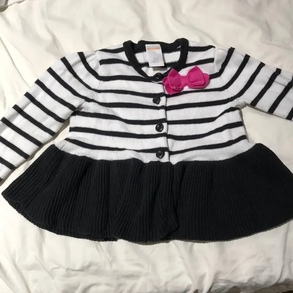 Gymboree Blk/white strip peplum sweater worn once